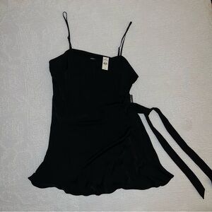 Express Black Ruffled Tie Front Mini Dress